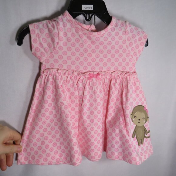 Baby Pink Dress with Embroidered Monkey with Panties 0-3mts Carters - Picture 2 of 9